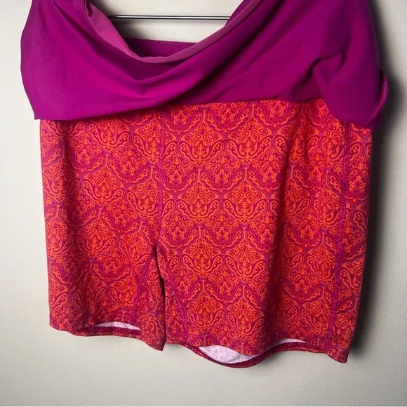 Title Nine Diamalete Skort Size L Paisley Orange Hot Pink Stretch Tennis Skirt - Picture 2 of 8